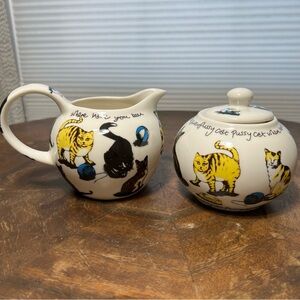 Cardew Design Cat Tea Creamer & Sugar Set 🐱 Whimsical Kitty Teaware 2004